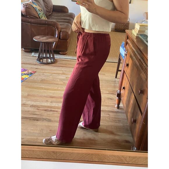 Theory Straight Leg Drawstring Pants Cherry Cola - Picture 2 of 7